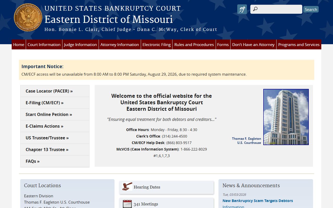 Adair County bankruptcy court records Eastern District of Missouri