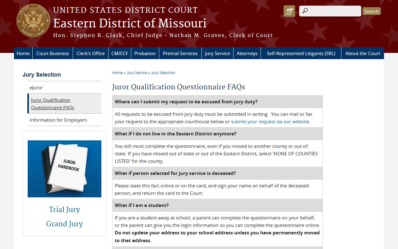 Adair County Circuit Clerk federal jury service boundary information