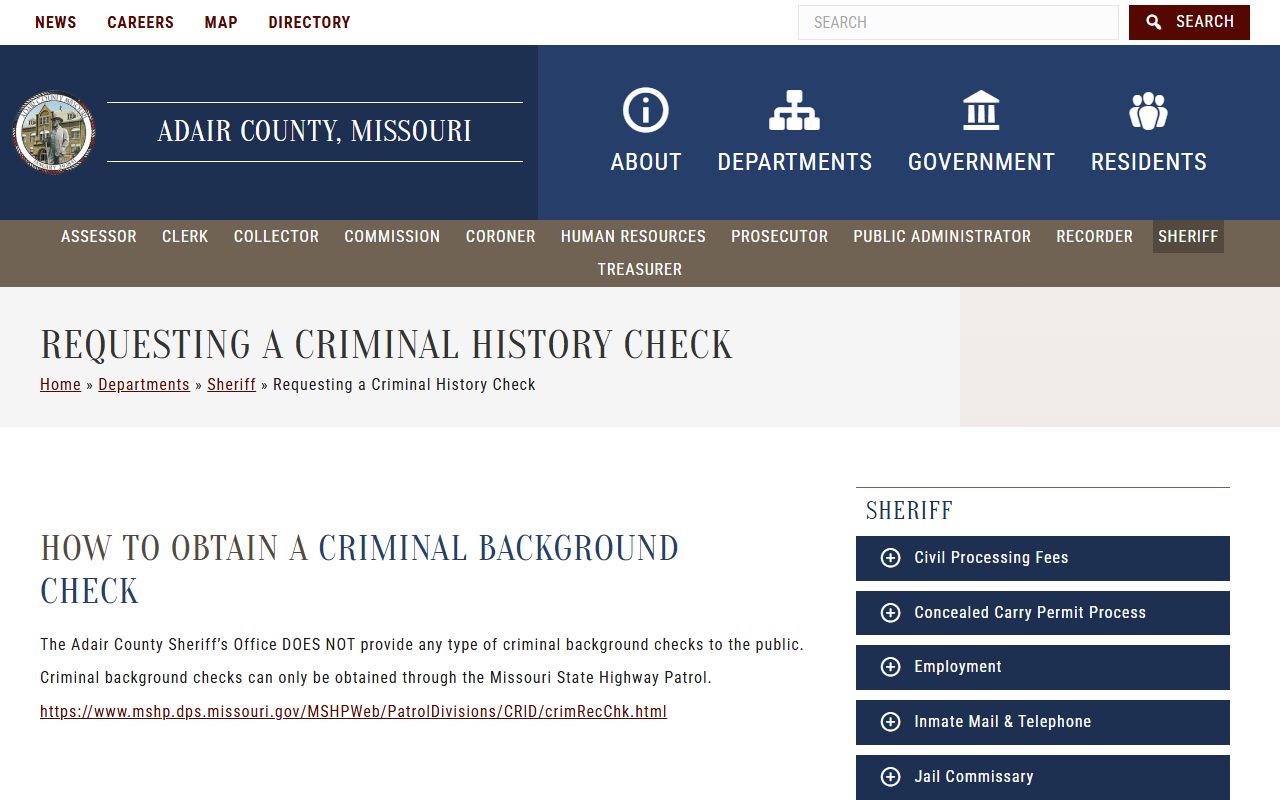Adair County arrest records sheriff criminal history check guidance