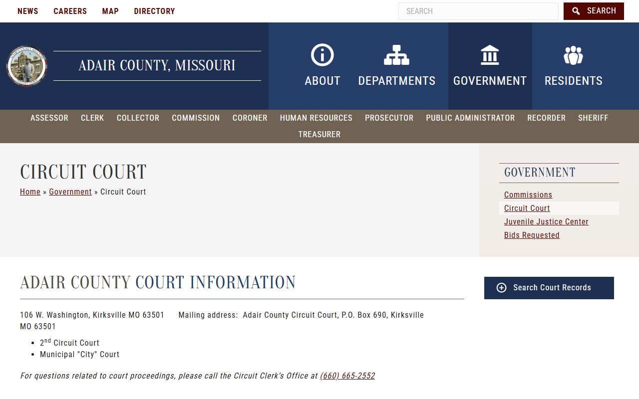 Adair County court dockets Circuit Court page