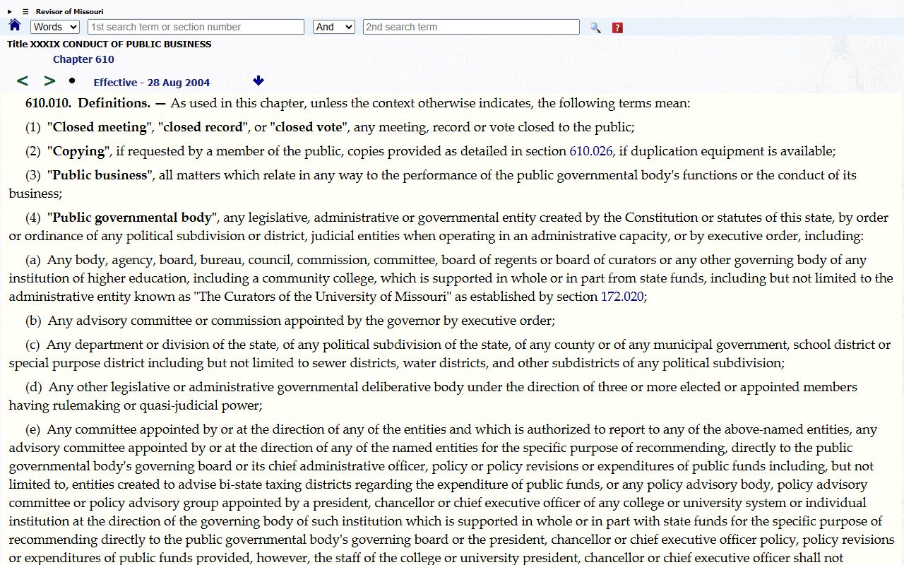 Adair County court records Missouri Sunshine Law public record definition