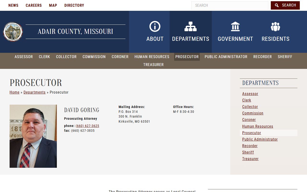Adair County criminal court records prosecutor office page