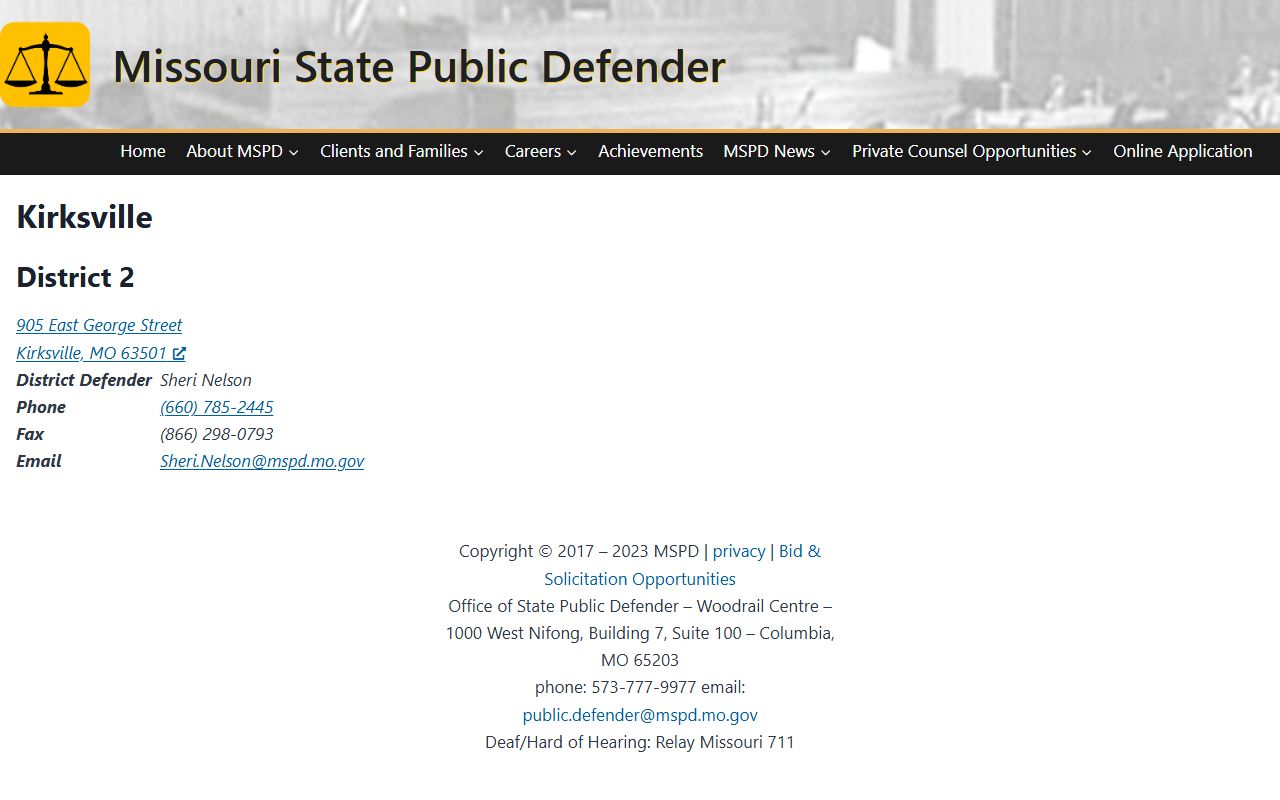 Adair County criminal court records Public Defender Kirksville office