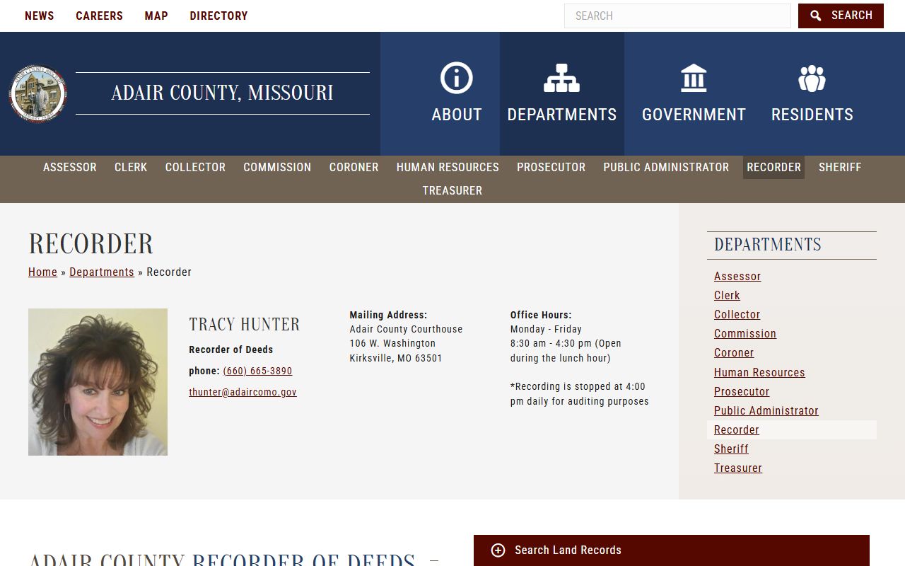 Adair County marriage records Recorder of Deeds office information