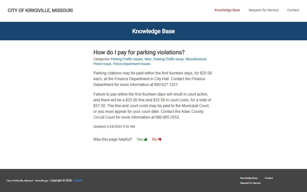 Adair County traffic court records Kirksville parking violations FAQ