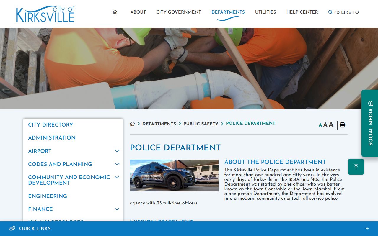 Adair County warrant records Kirksville Police Department page